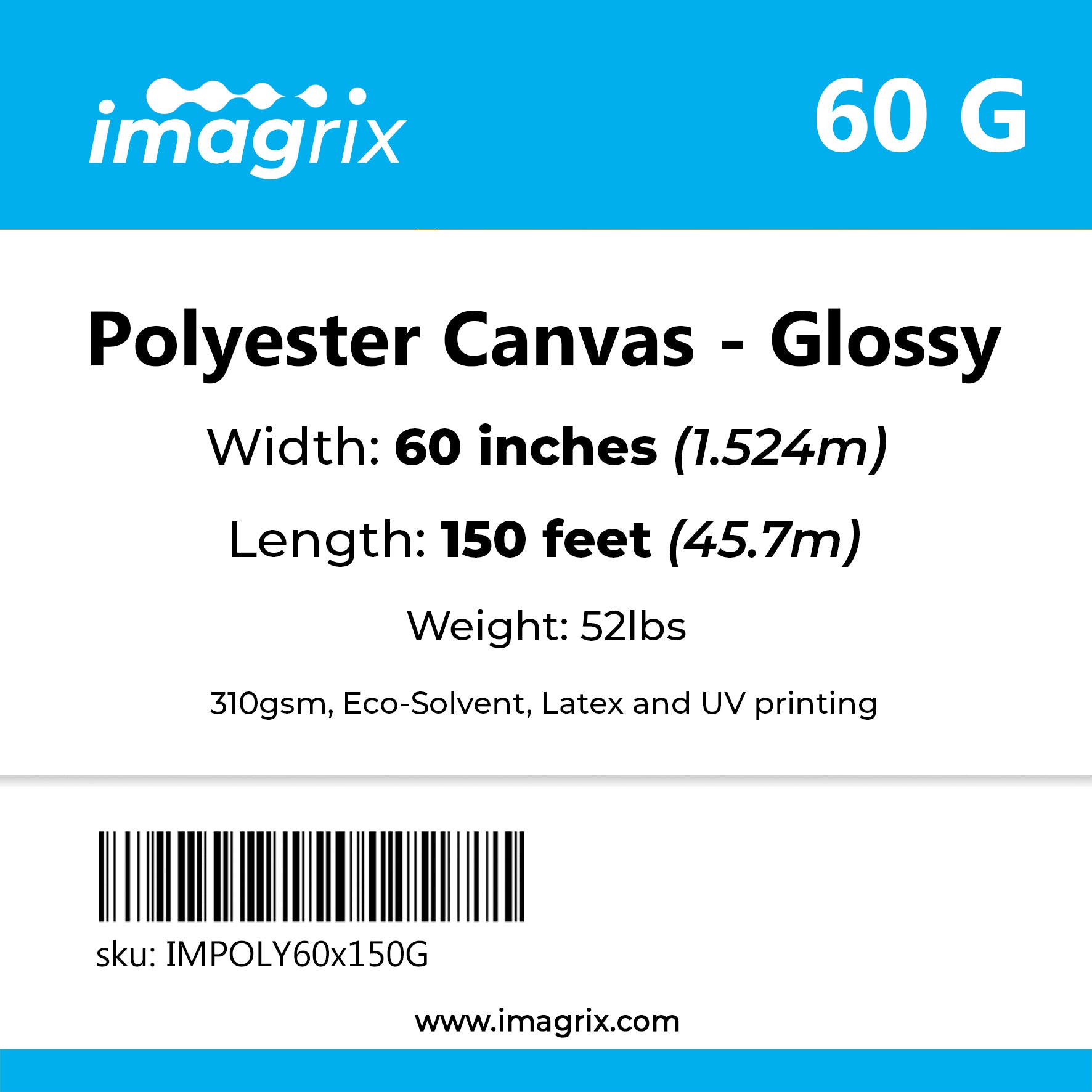 Canvas roll P1 Polyester (Fine) 2.10 x 10 m (Universally Prepared